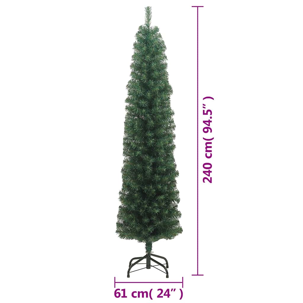 Zöld PVC vékony műkarácsonyfa állvánnyal 240 cm 7
