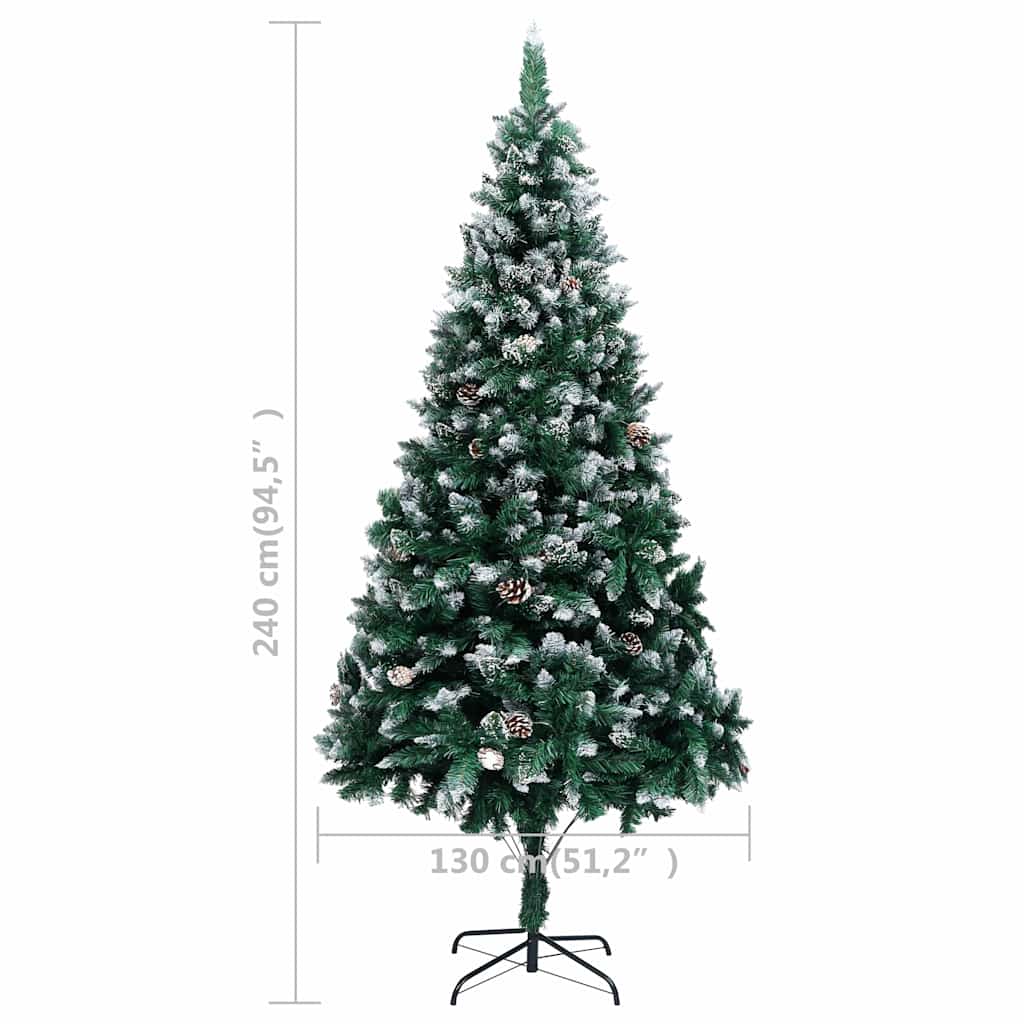 Műkarácsonyfa fenyőtobozokkal és fehér hóval 240 cm 7