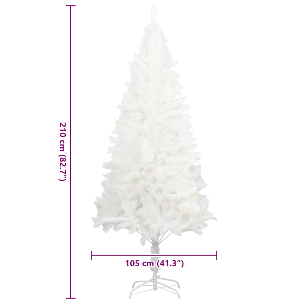 Fehér műkarácsonyfa élethű tűlevelekkel 210 cm 6