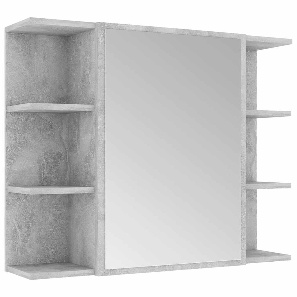 Betonszürke szerelt fa fürdőszobai tükör 80 x 20,5 x 64 cm 2