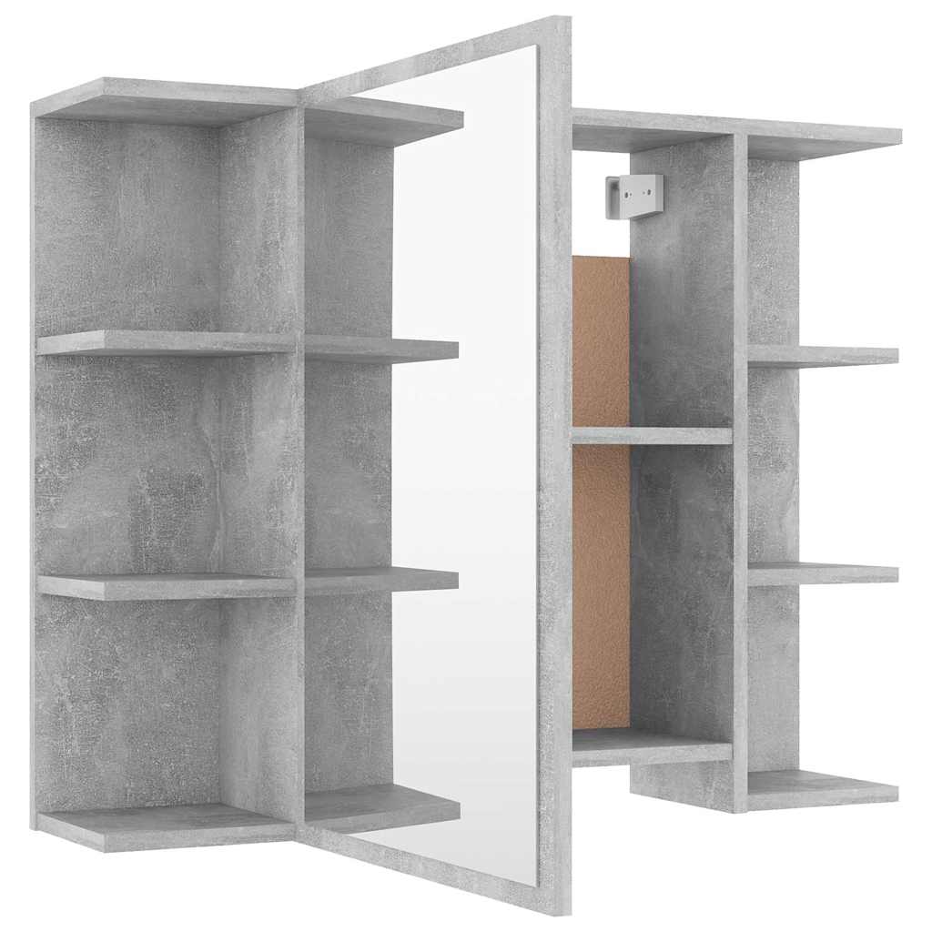 Betonszürke szerelt fa fürdőszobai tükör 80 x 20,5 x 64 cm 5