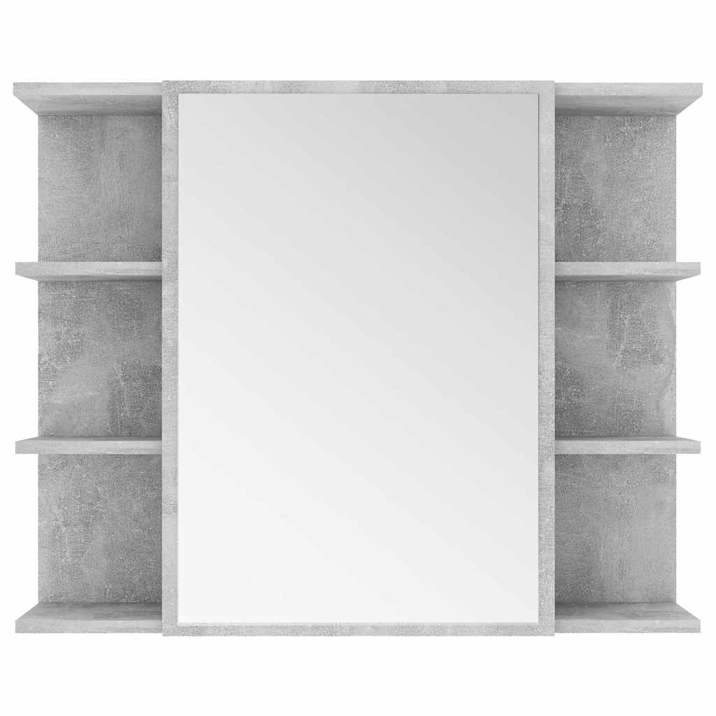 Betonszürke szerelt fa fürdőszobai tükör 80 x 20,5 x 64 cm 6