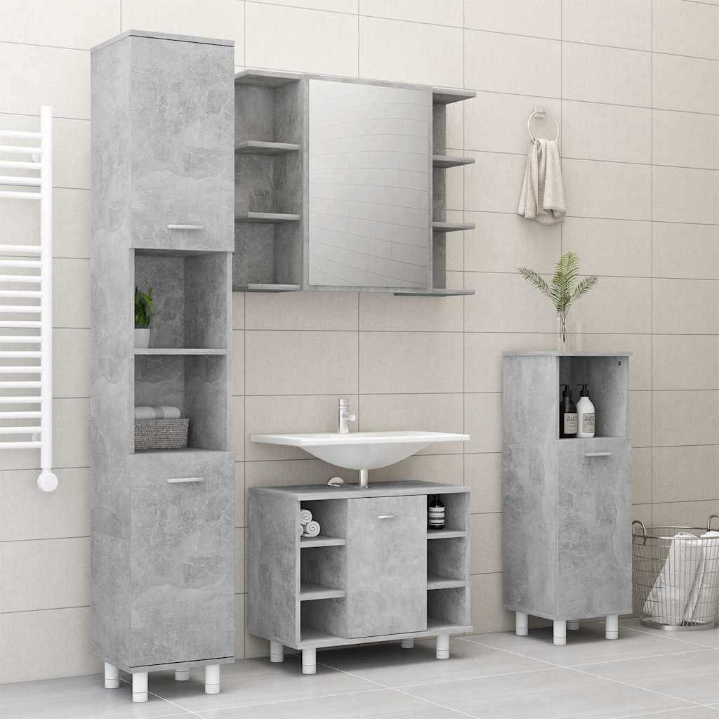 Betonszürke szerelt fa fürdőszobai tükör 80 x 20,5 x 64 cm 8
