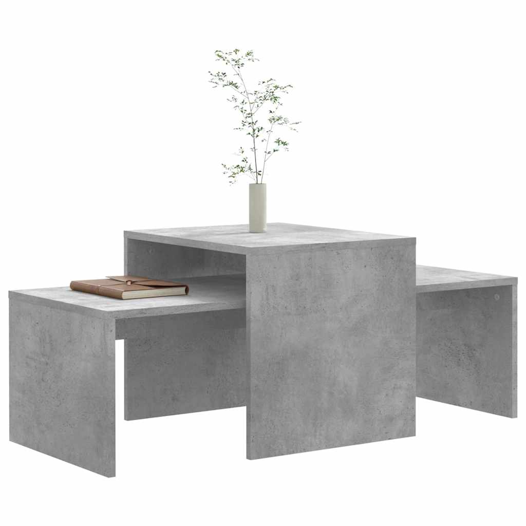 Betonszürke szerelt fa dohányzóasztal szett 100 x 48 x 40 cm 3