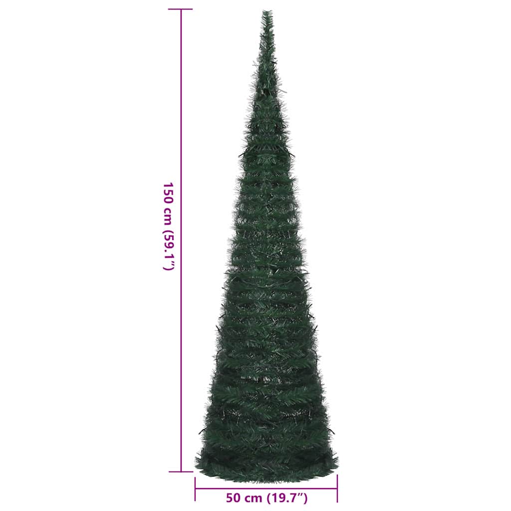 Zöld elővilágított pop-up mű zsinórkarácsonyfa 150 cm 10