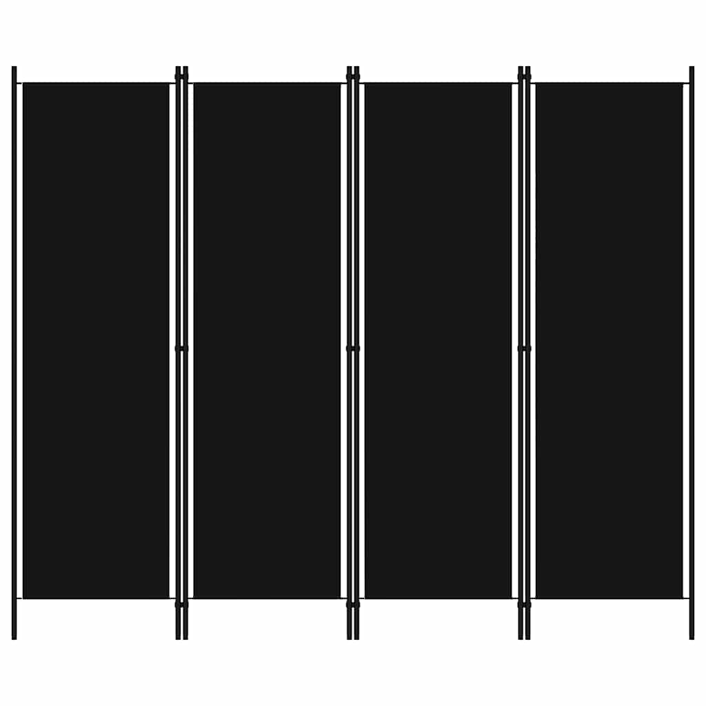 Fekete 4 paneles paraván 200 x 180 cm
