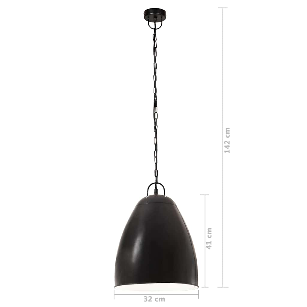 Kerek fekete ipari függőlámpa 25 W 32 cm E27 9