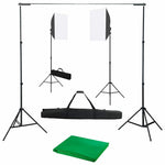 Fotóstúdió-felszerelés softbox lámpákkal és háttérrel