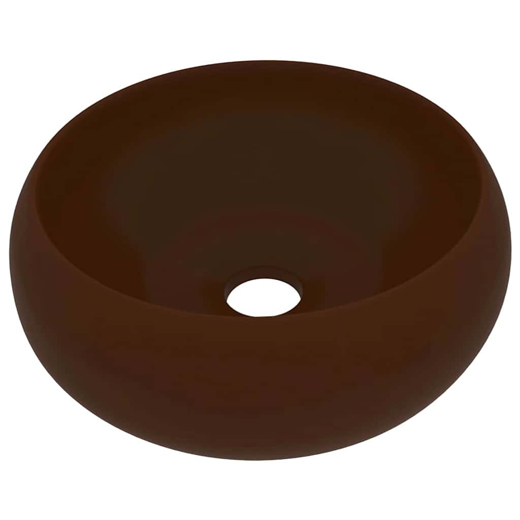 Kerek matt sötétbarna kerámia luxus mosdókagyló 40 x 15 cm 2