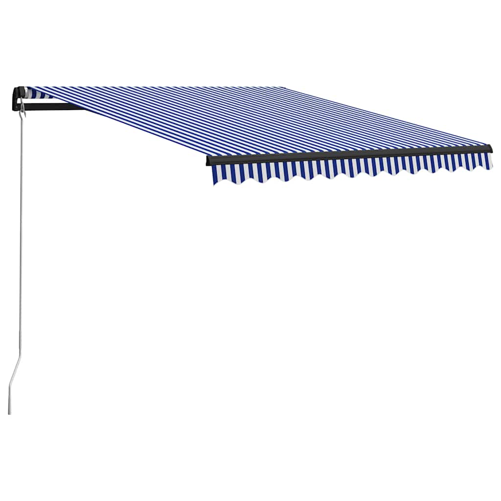 Kék és fehér kézzel kihúzható LED-es napellenző 300 x 250 cm 2