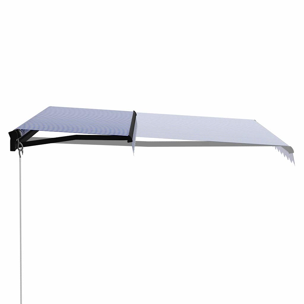 Kék és fehér kézzel kihúzható LED-es napellenző 300 x 250 cm 3