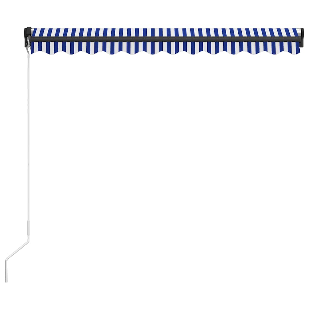 Kék és fehér kézzel kihúzható LED-es napellenző 300 x 250 cm 4
