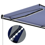Kék és fehér kézzel kihúzható LED-es napellenző 300 x 250 cm 5
