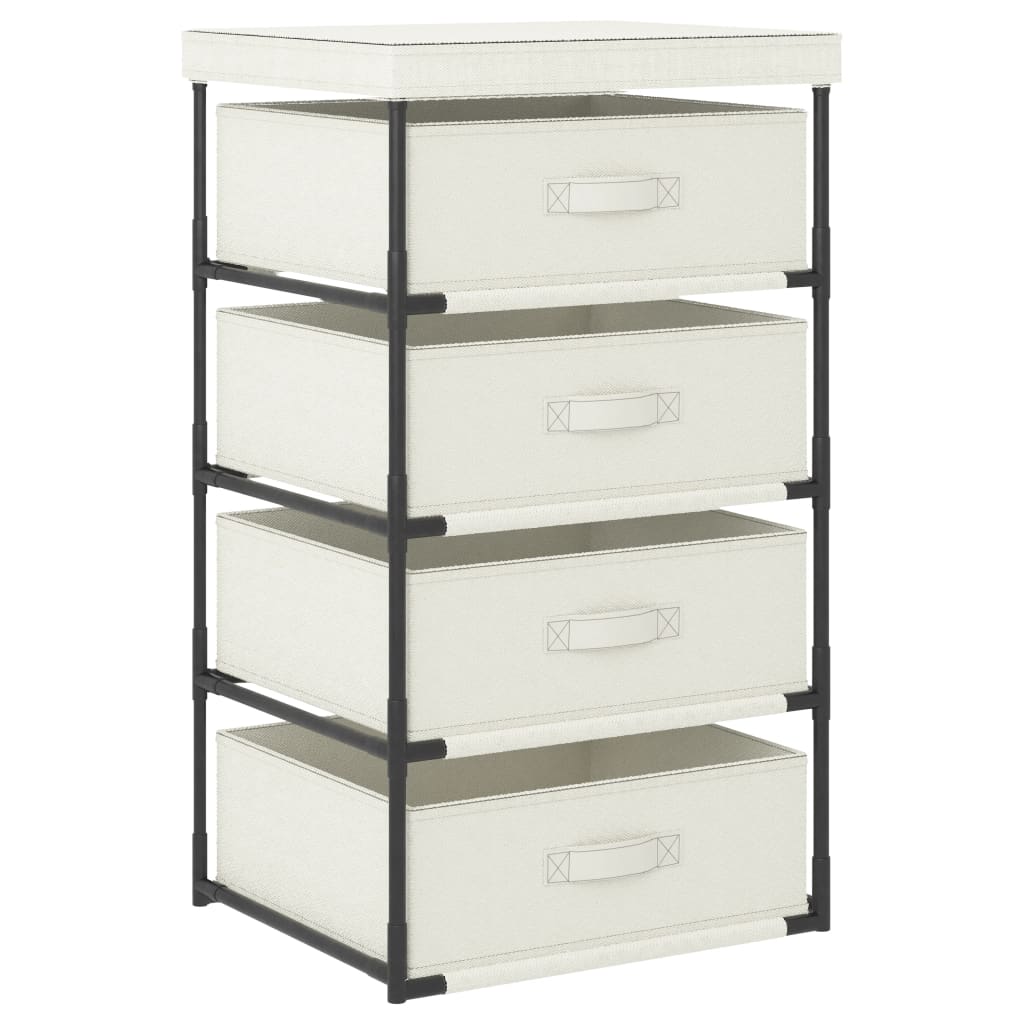 Krémszínű acél tárolóállvány 4 szövetkosárral