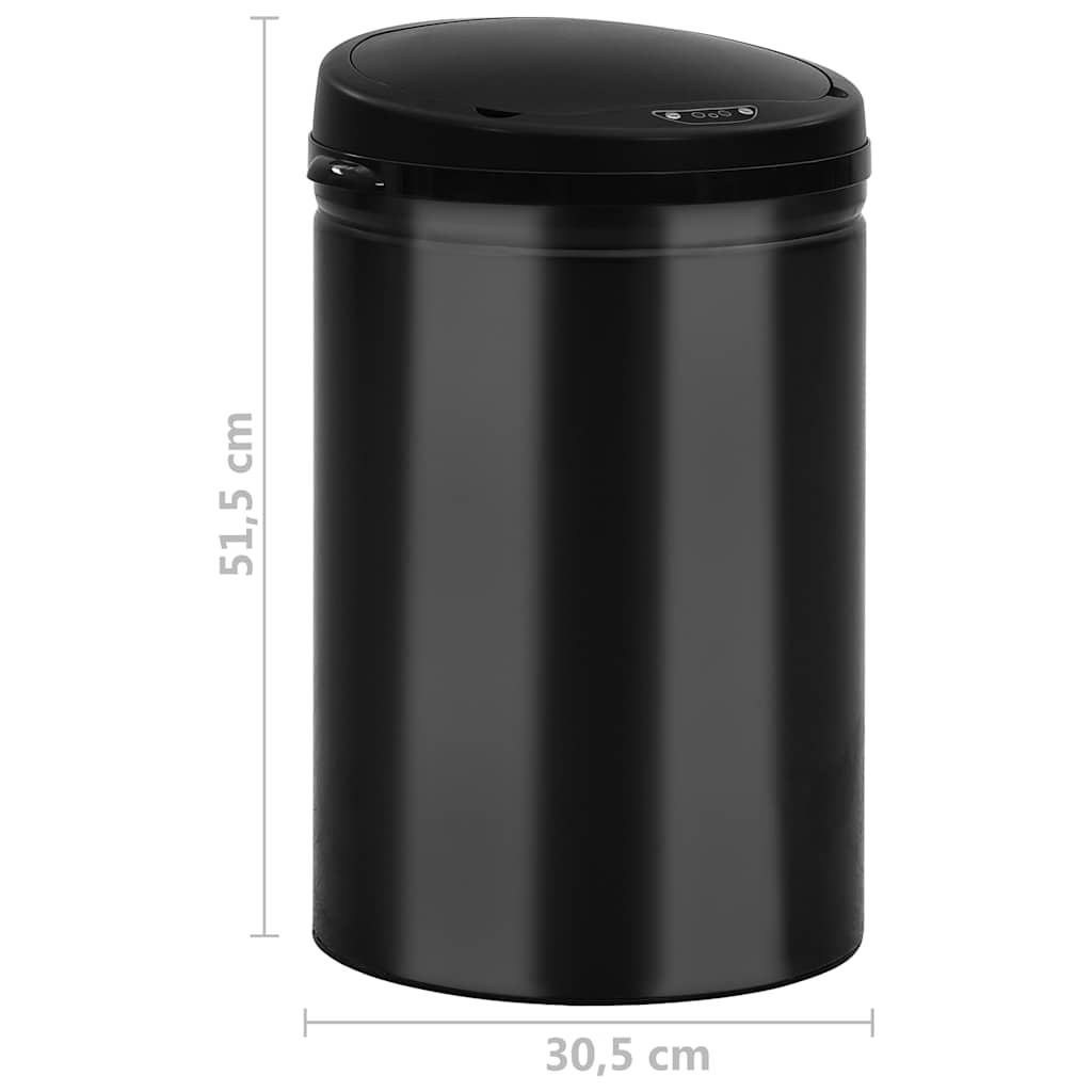 Fekete automata érzékelős szénacél szemeteskuka 30 L 8
