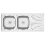 Ezüst rozsdamentes acél dupla konyhamosogató 1200x600x155 mm 2