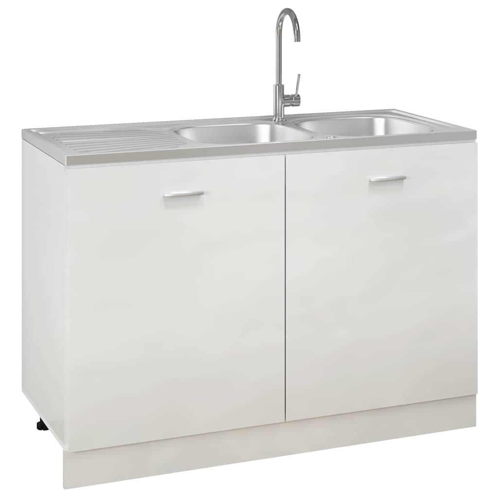 Ezüst rozsdamentes acél dupla konyhamosogató 1200x600x155 mm 4
