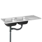 Ezüst rozsdamentes acél dupla konyhamosogató 1200x600x155 mm 5