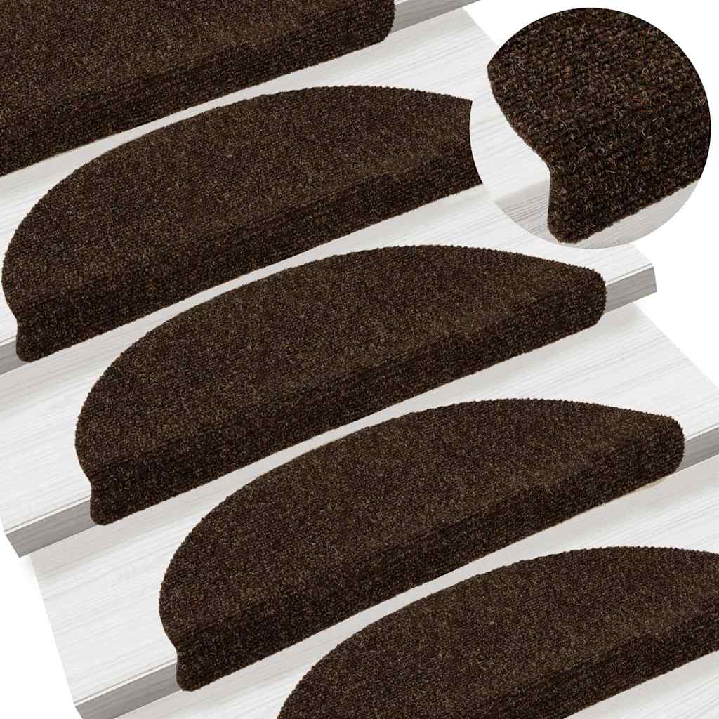 15 db öntapadós lépcsőszőnyeg 56 x 17 x 3 cm barna félkör alakú 5