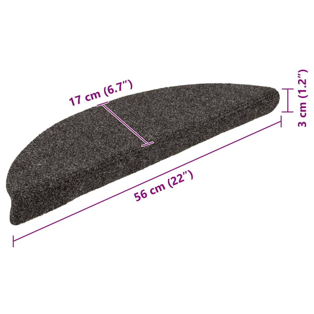 15 db öntapadós lépcsőszőnyeg 56 x 17 x 3 cm antracit félkör alakú 8