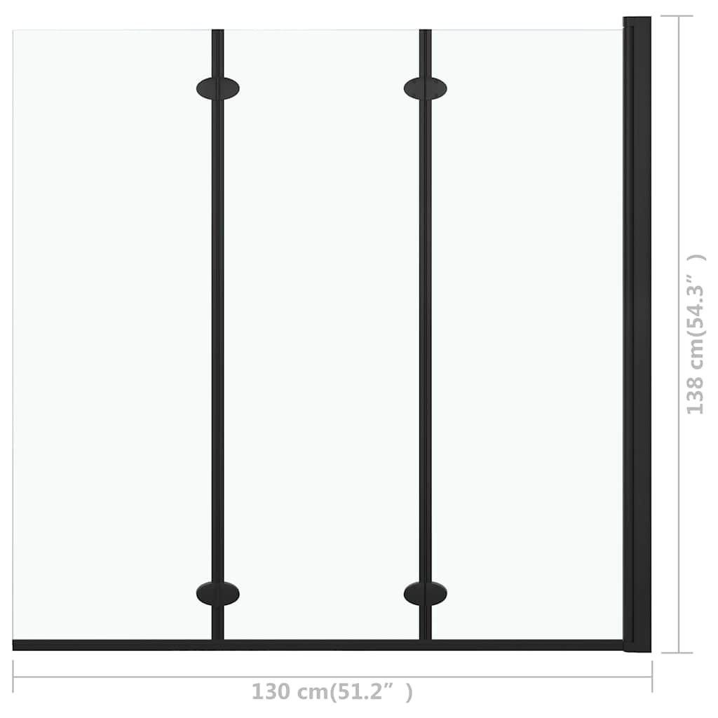 3 paneles fekete ESG zuhanyzó összecsukható ajtóval 130x138 cm 7