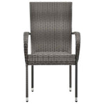 6 db szürke rakásolható polyrattan kültéri szék 4
