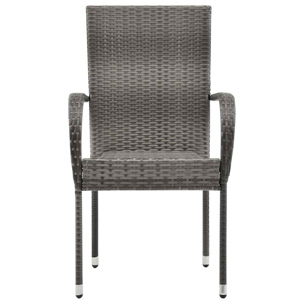 6 db szürke rakásolható polyrattan kültéri szék 4