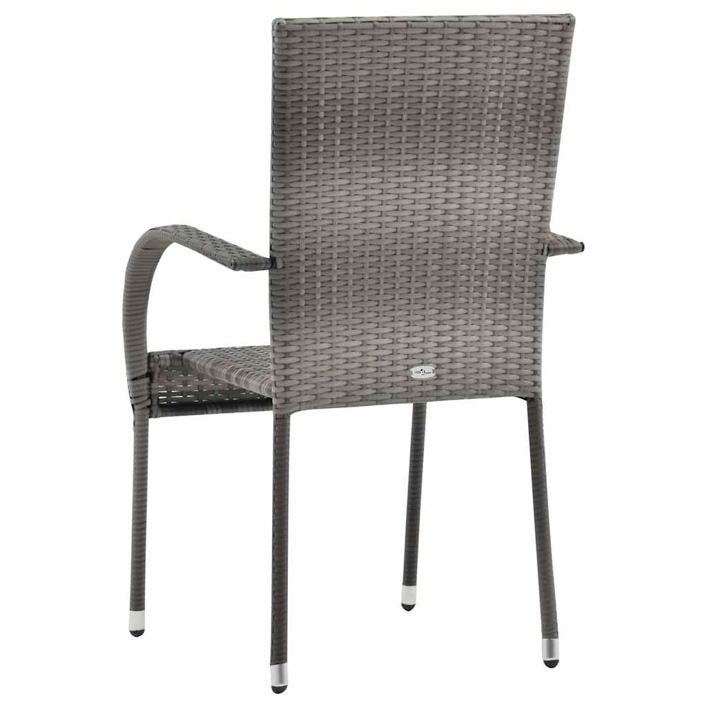 6 db szürke rakásolható polyrattan kültéri szék 6