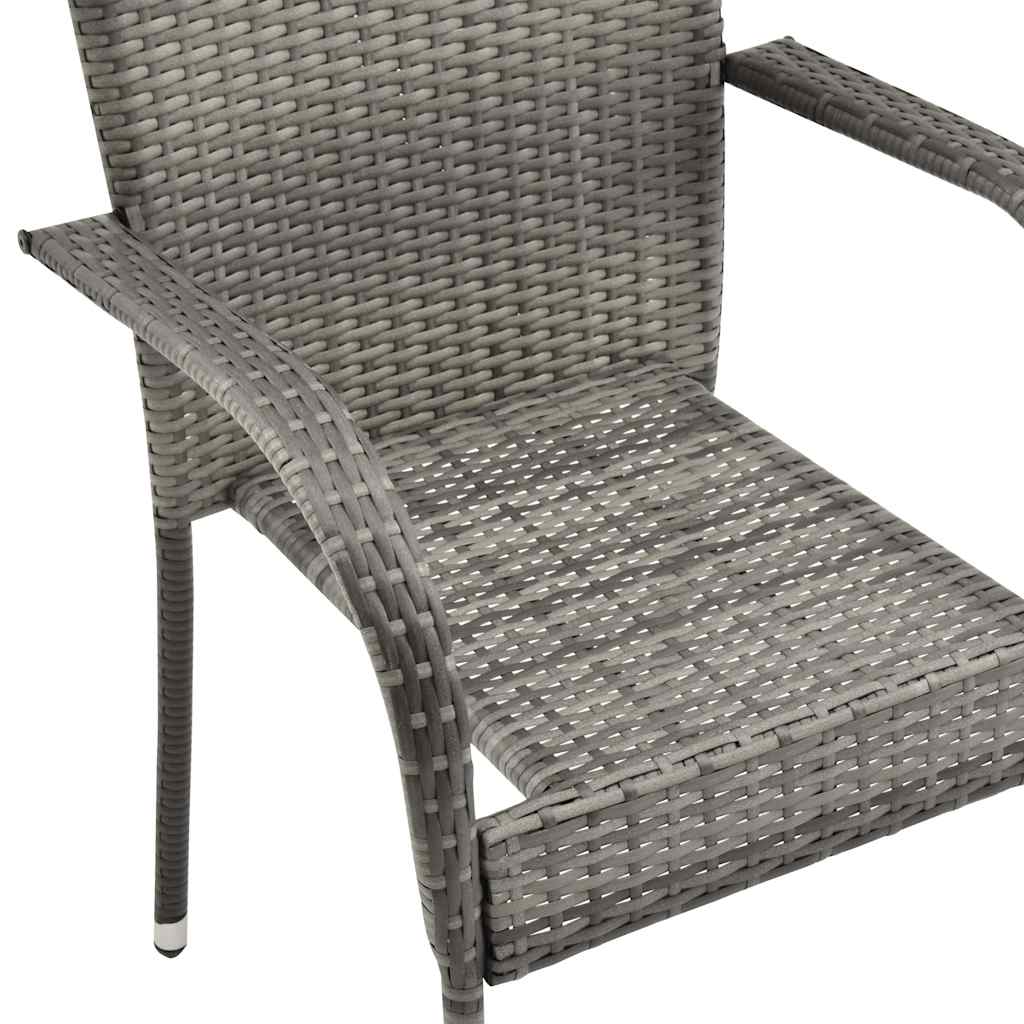 6 db szürke rakásolható polyrattan kültéri szék 8