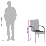 6 db szürke rakásolható polyrattan kültéri szék 11