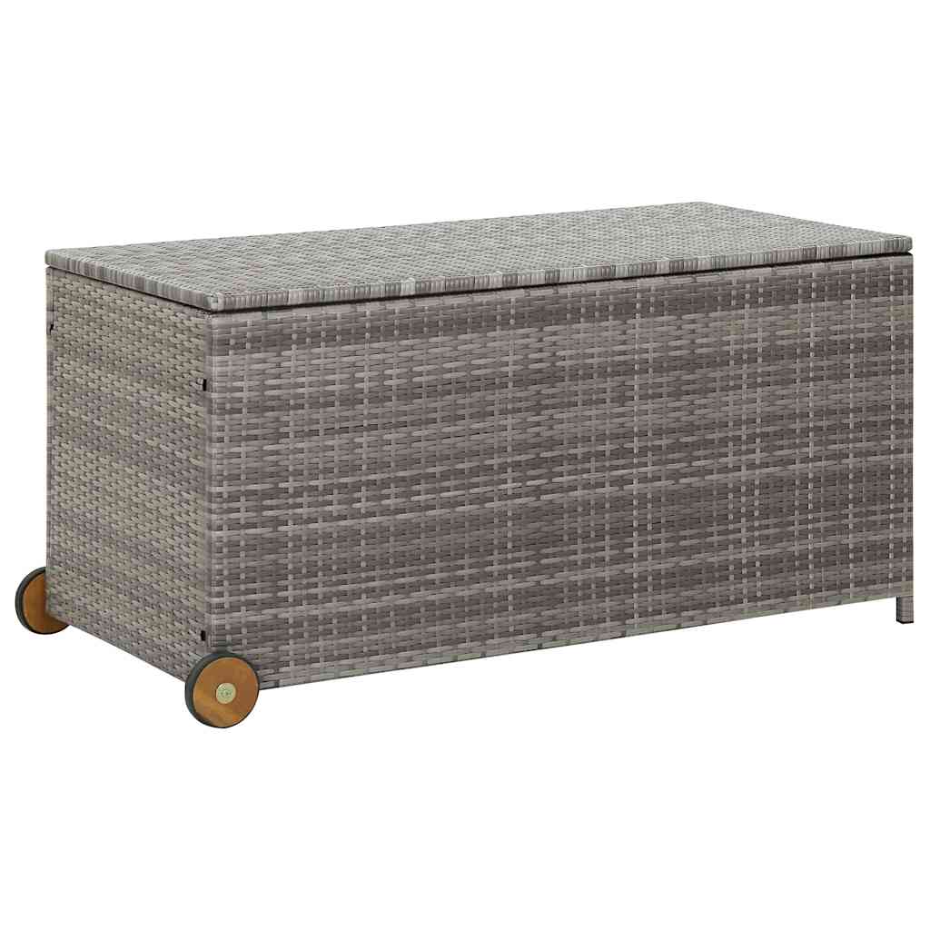Világosszürke polyrattan kerti tárolóláda 120 x 65 x 61 cm 2