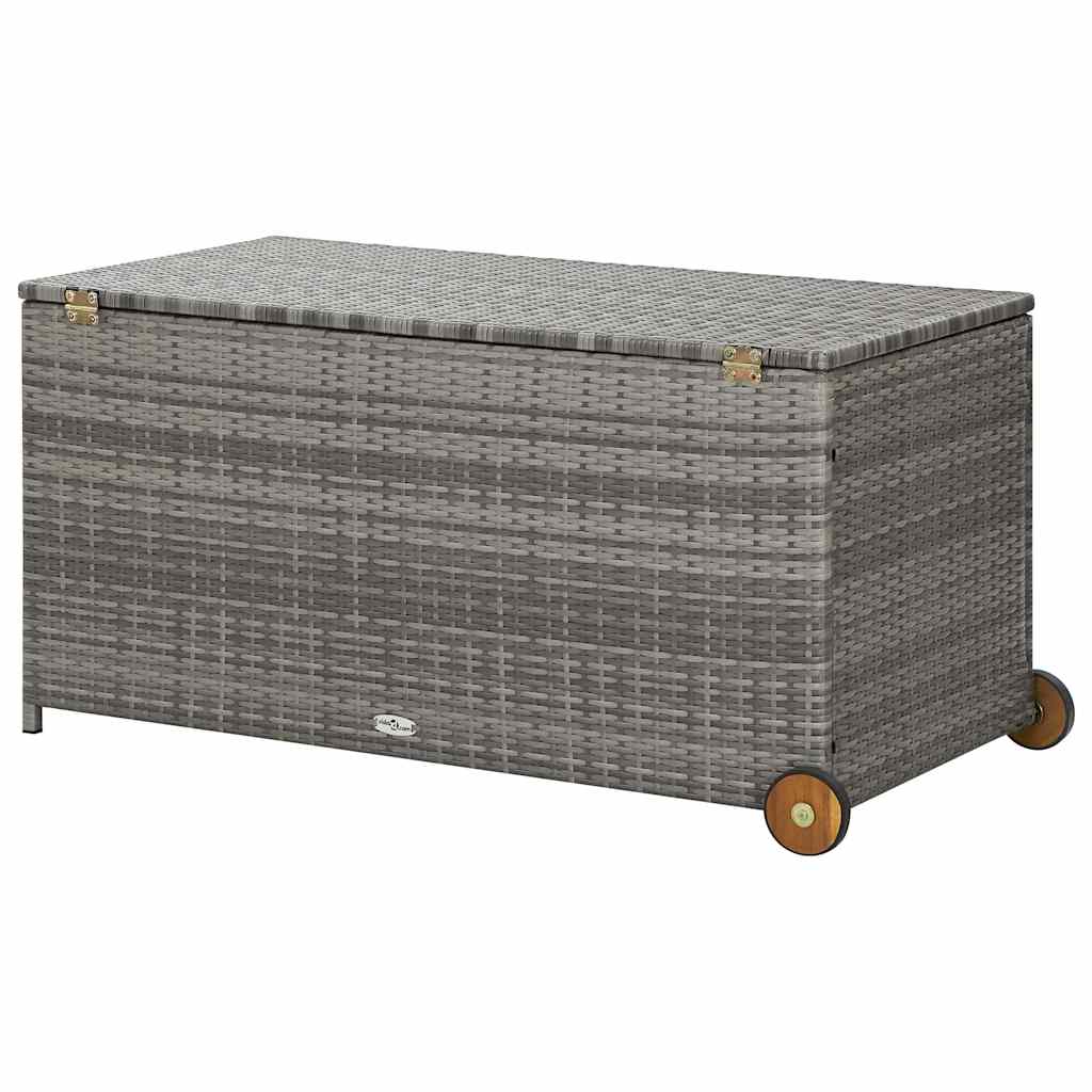 Világosszürke polyrattan kerti tárolóláda 120 x 65 x 61 cm 6