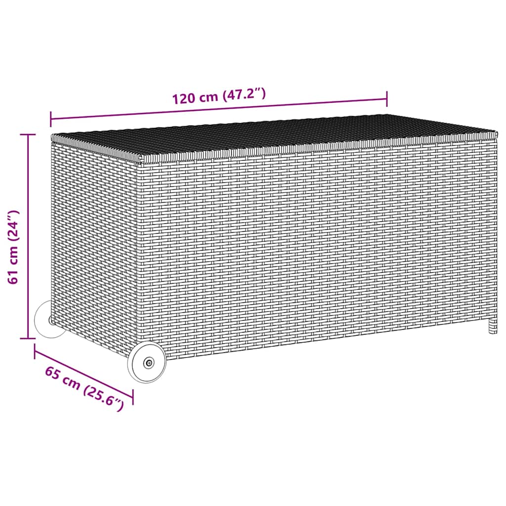 Világosszürke polyrattan kerti tárolóláda 120 x 65 x 61 cm 9