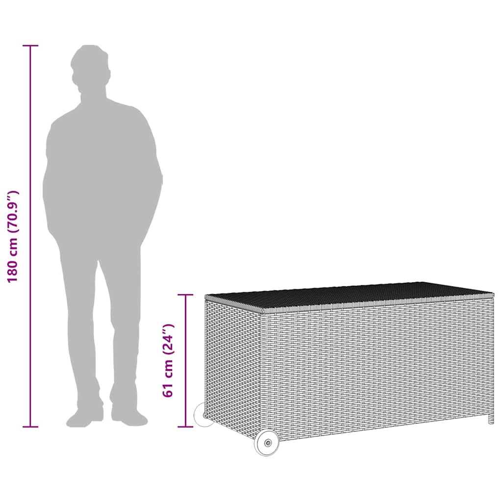 Világosszürke polyrattan kerti tárolóláda 120 x 65 x 61 cm 10