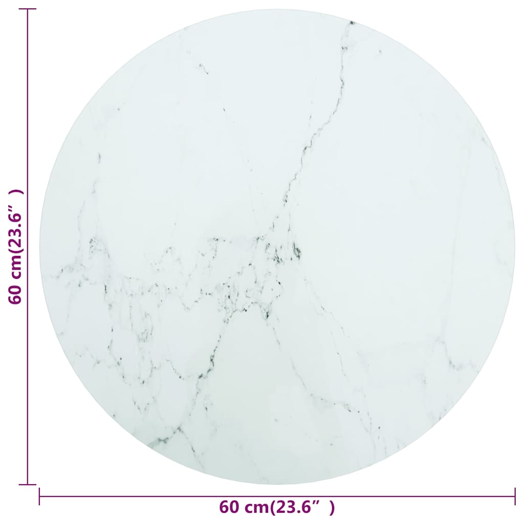 Fehér edzett üveg asztallap márványdizájnnal Ø60 x 0,8 cm 4