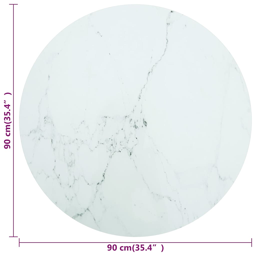 Fehér edzett üveg asztallap márványdizájnnal Ø90 x 1 cm 4