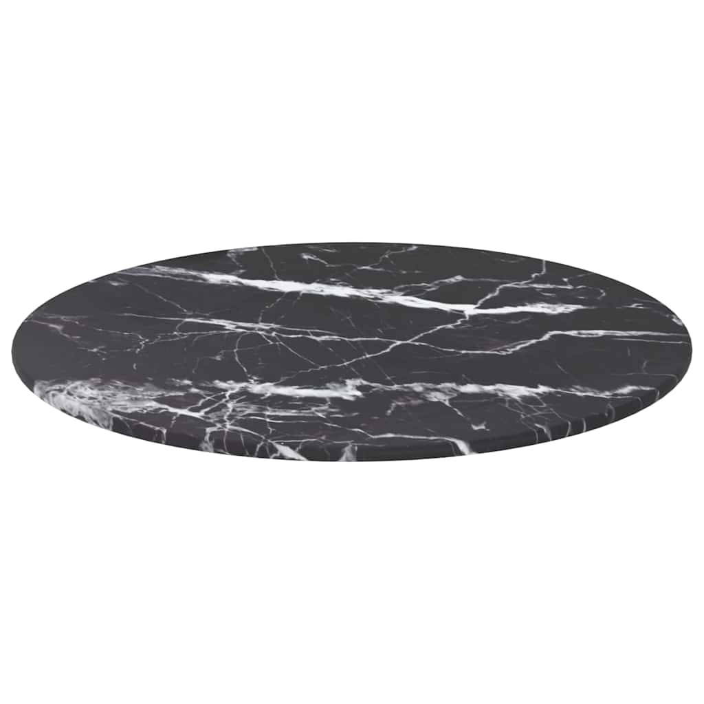 Fekete edzett üveg asztallap márványdizájnnal Ø40 x 0,8 cm 2