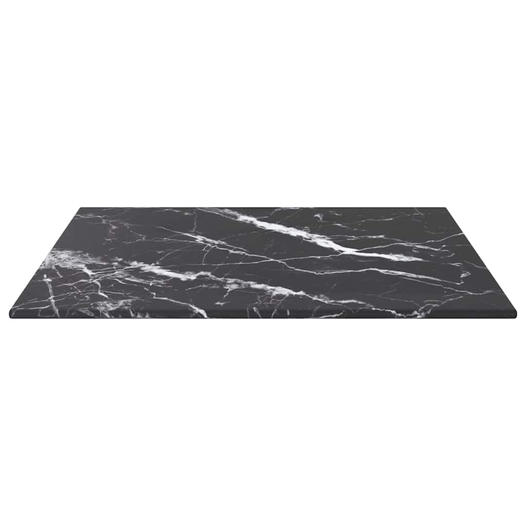 Fekete edzett üveg asztallap márványdizájnnal 40 x 40 cm 6 mm 3