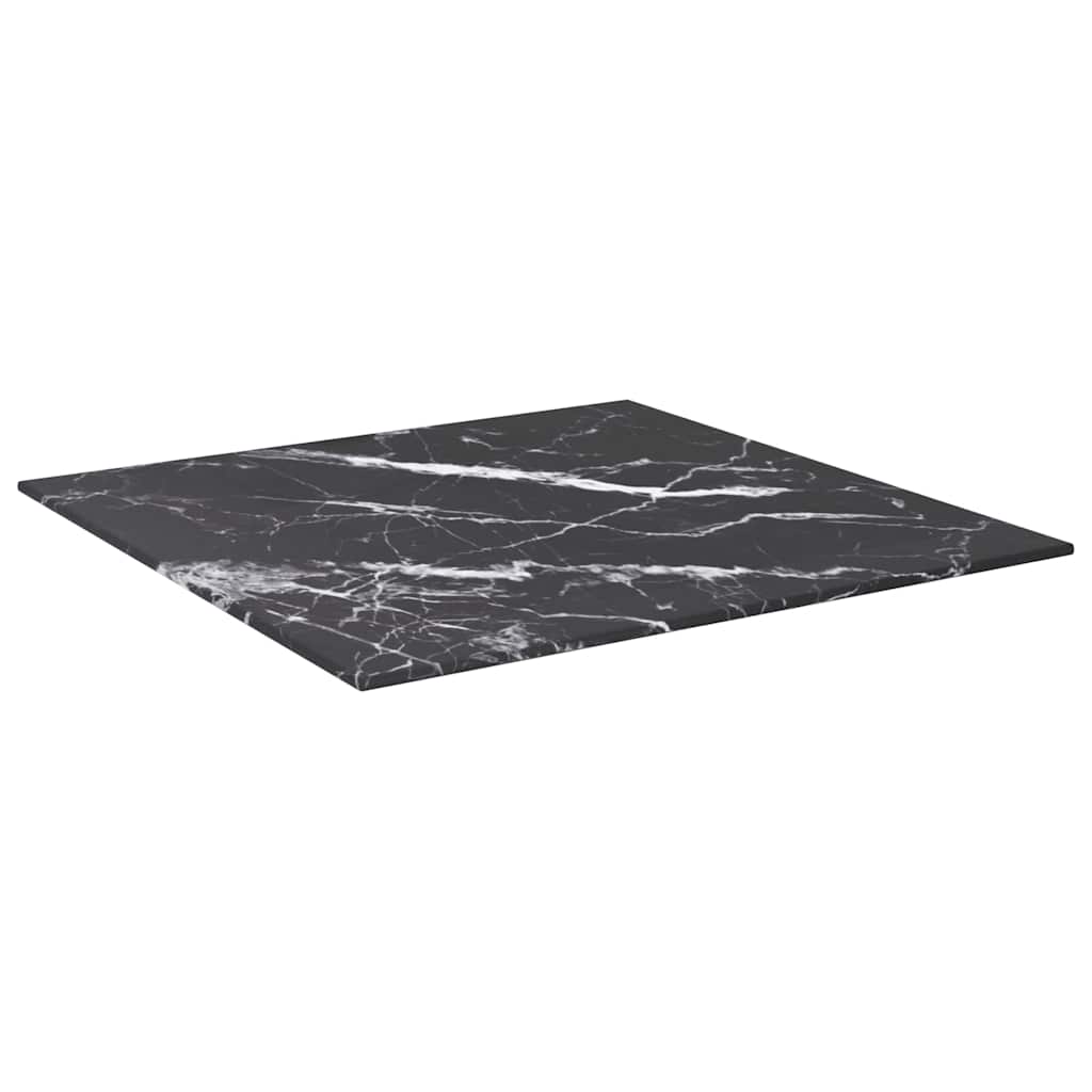 Fekete edzett üveg asztallap márványdizájnnal 50 x 50 cm 6 mm 2