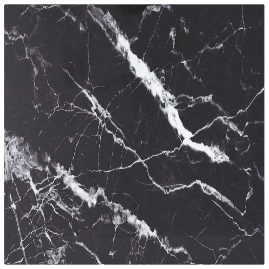 Fekete edzett üveg asztallap márványdizájnnal 70 x 70 cm 6 mm