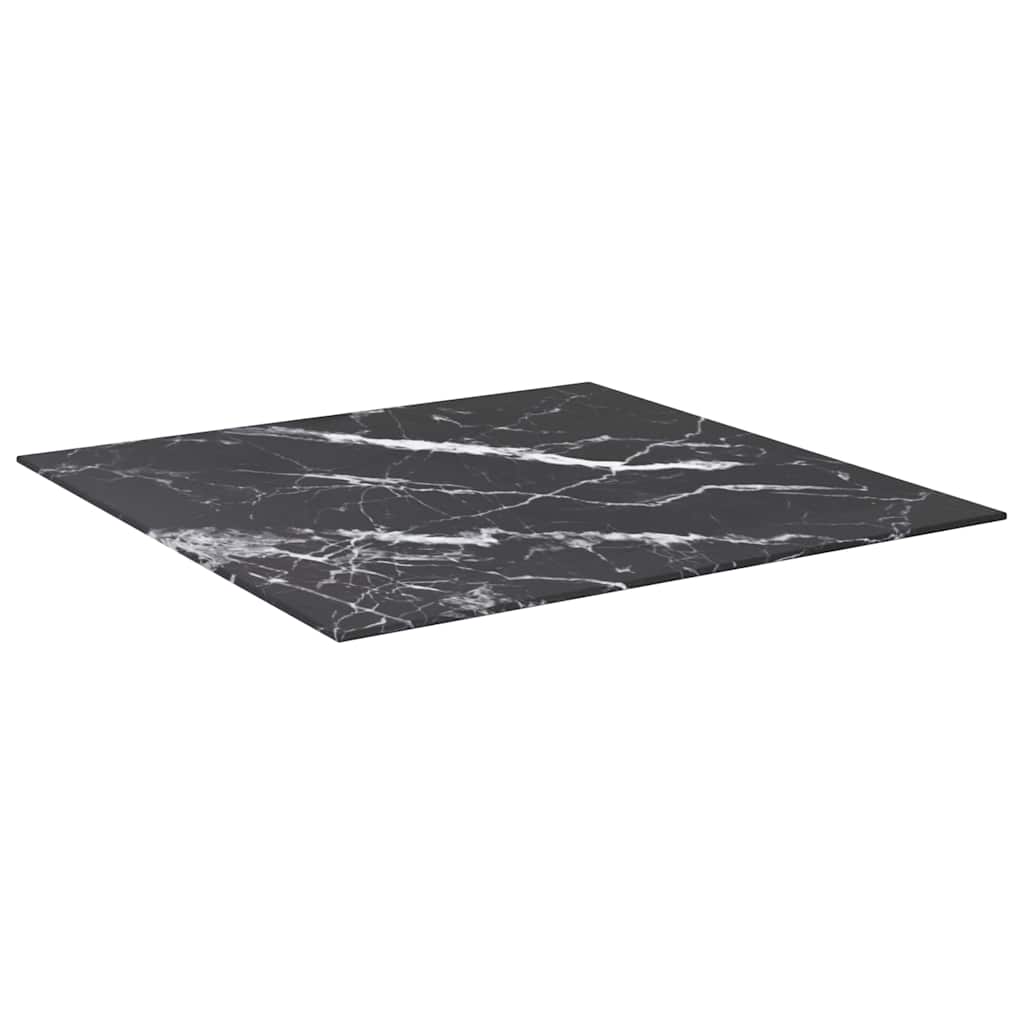 Fekete edzett üveg asztallap márványdizájnnal 70 x 70 cm 6 mm 2