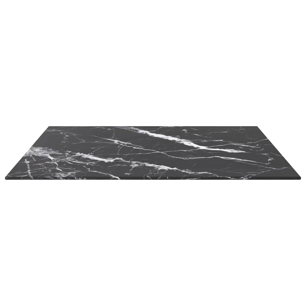 Fekete edzett üveg asztallap márványdizájnnal 70 x 70 cm 6 mm 3