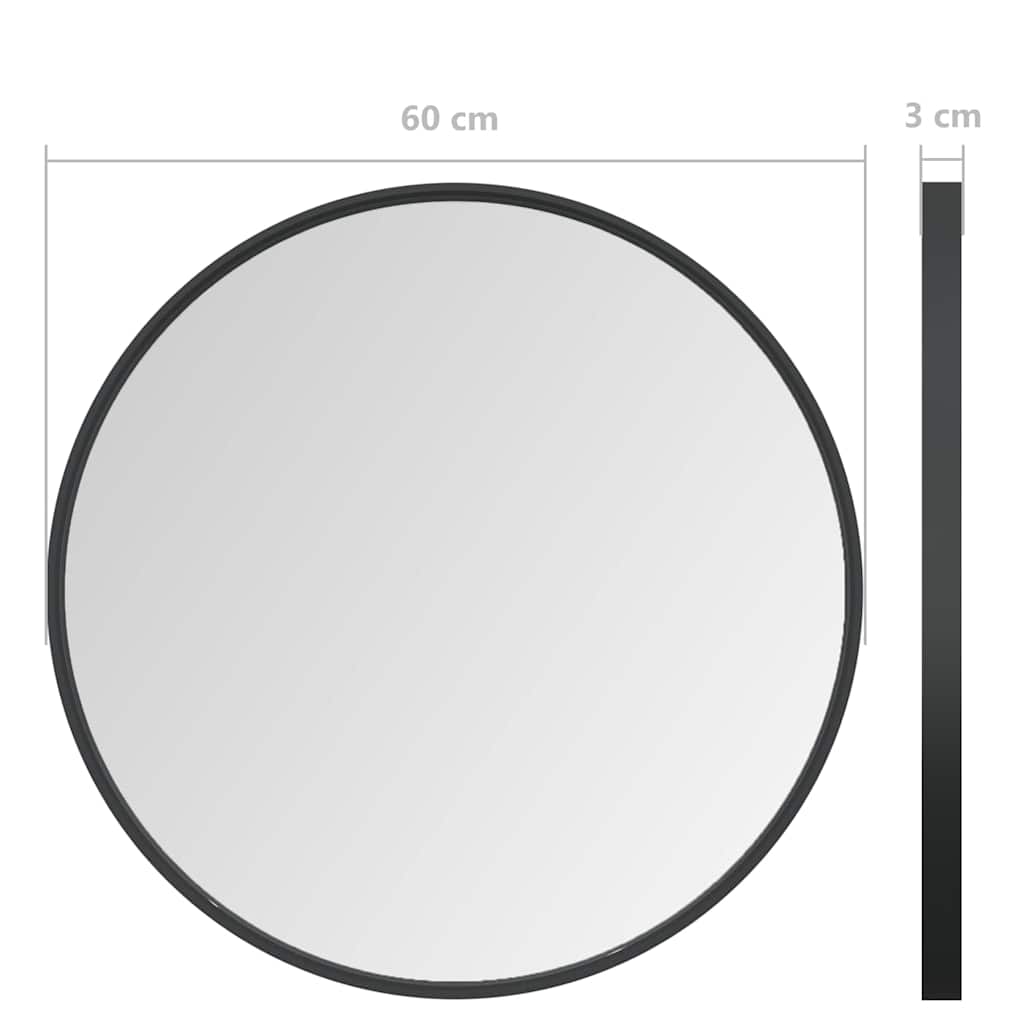 Fekete falitükör 60 cm 7