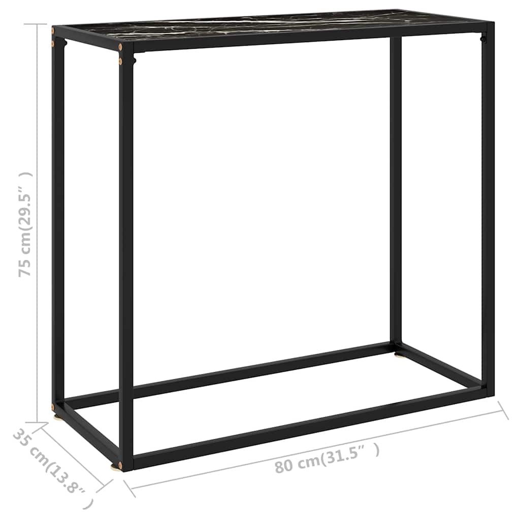 Fekete edzett üveg tálalóasztal 80 x 35 x 75 cm 6