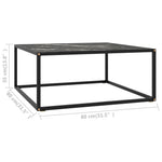 Fekete dohányzóasztal fekete márvány mintás üveggel 80x80x35 cm 5