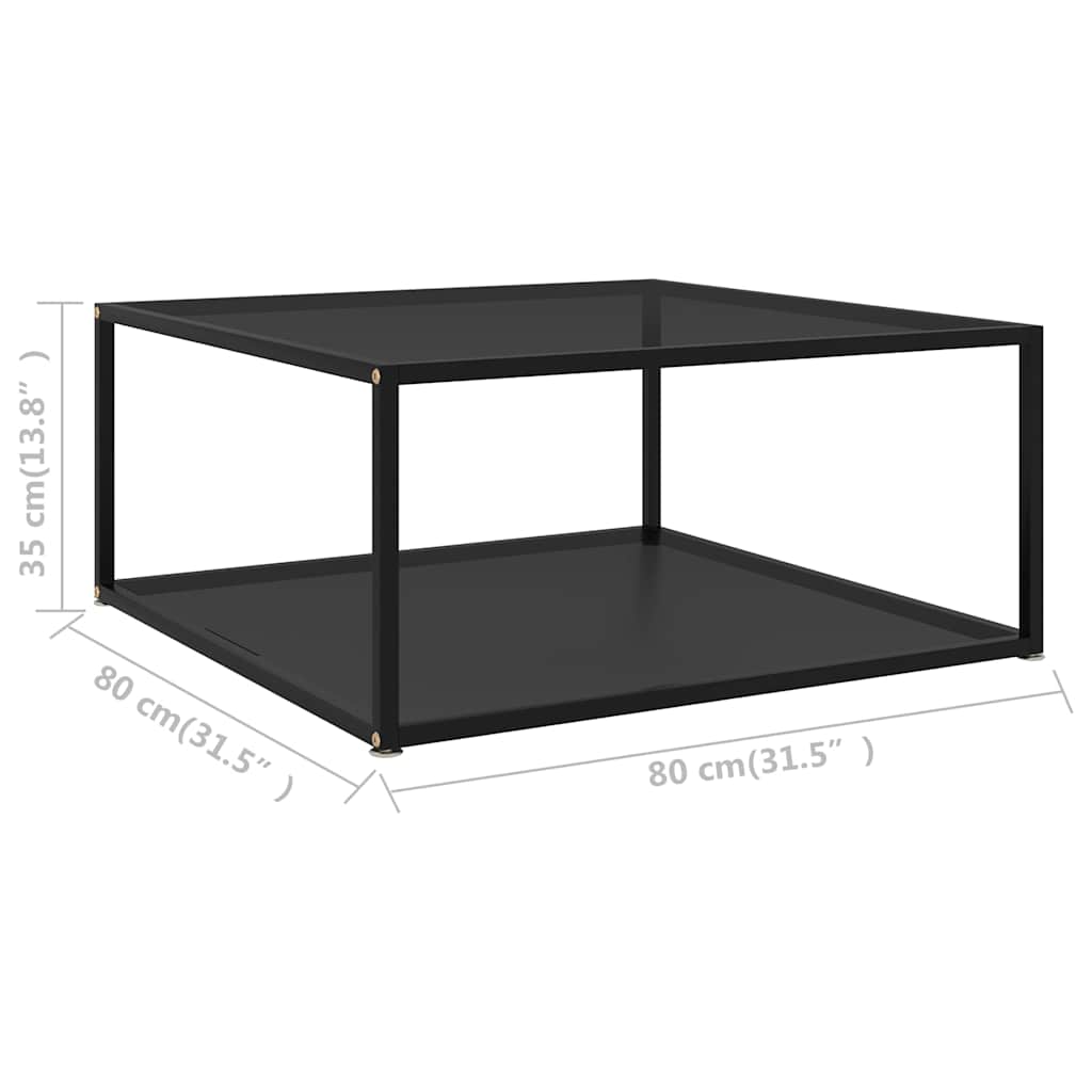 Fekete edzett üveg dohányzóasztal 80 x 80 x 35 cm 5