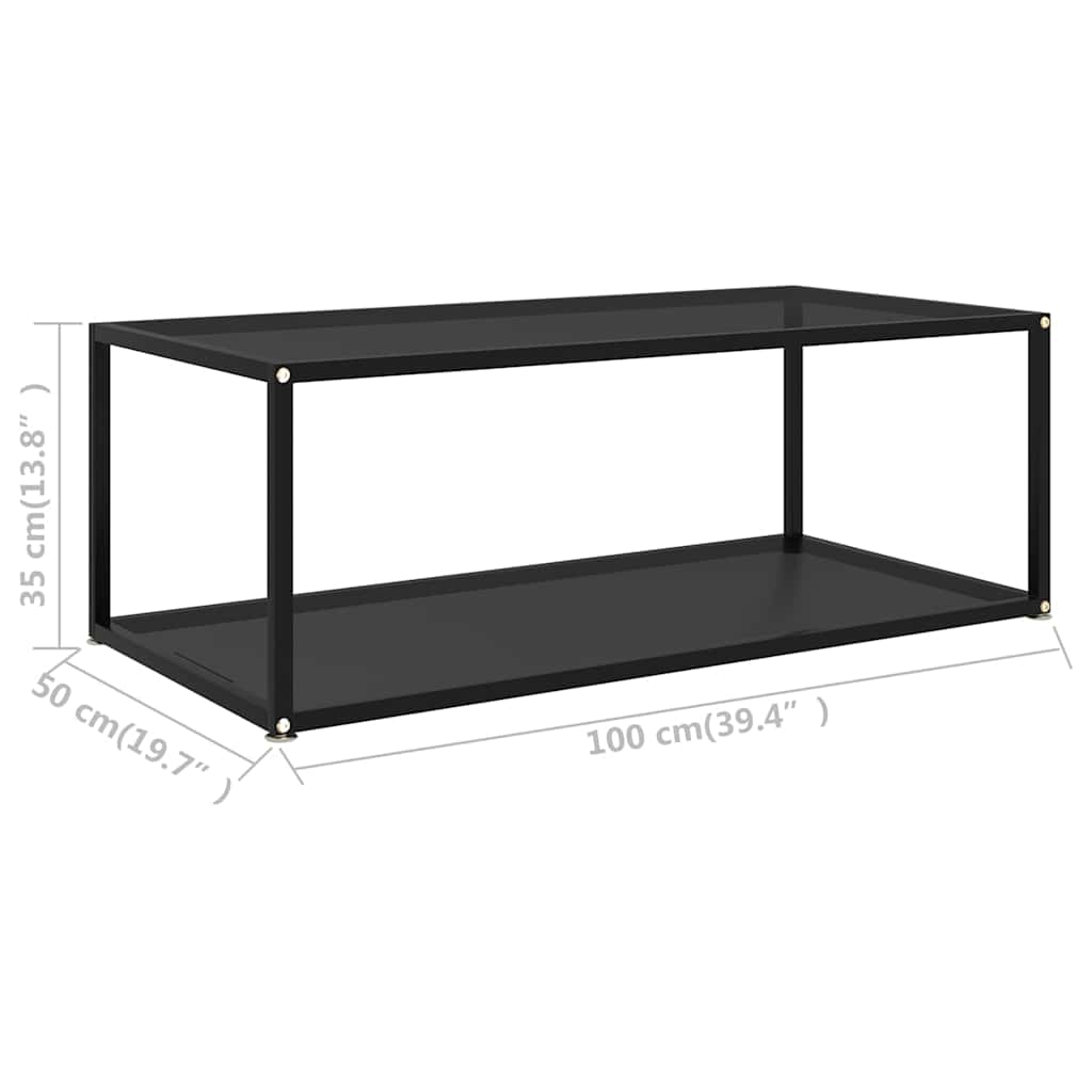 Fekete edzett üveg dohányzóasztal 100 x 50 x 35 cm 5