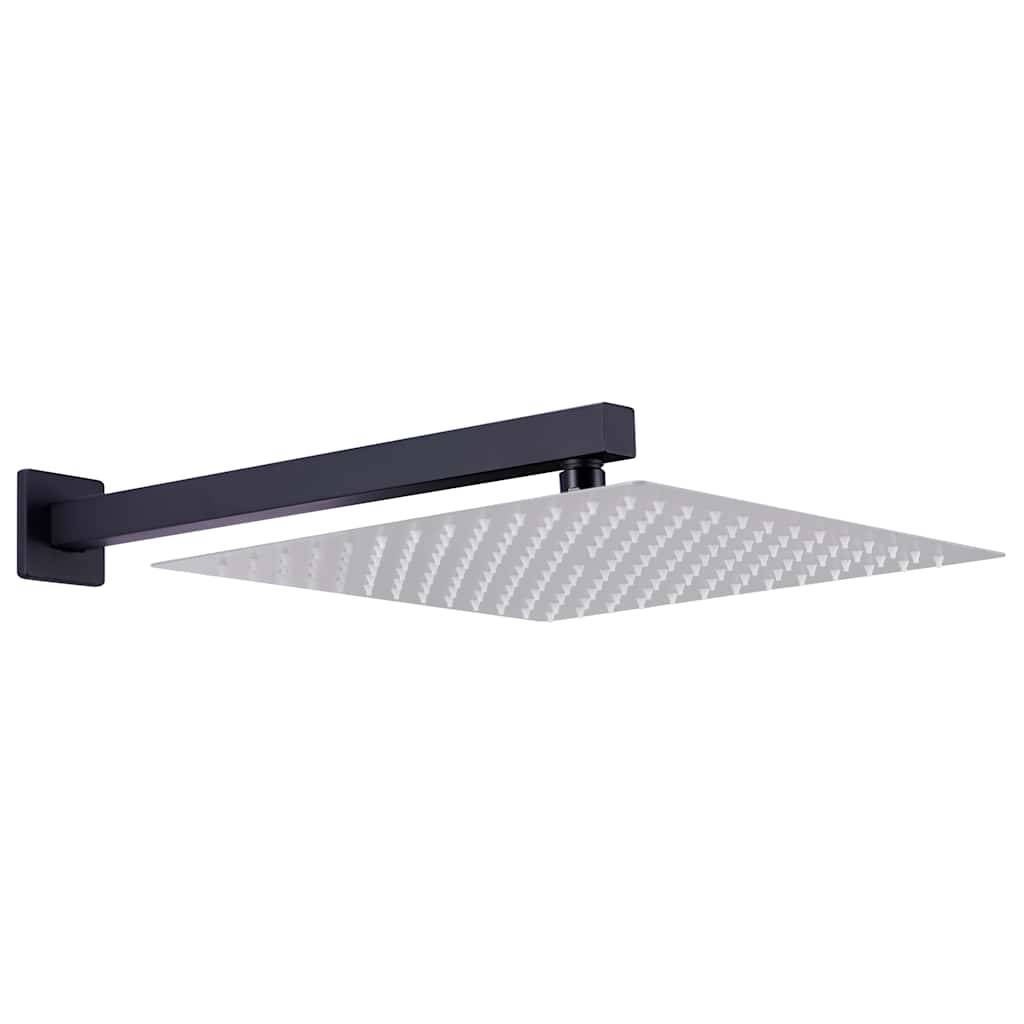 Fekete négyszögletes rozsdamentes acél zuhanytartókar 30 cm