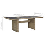Barna üveg és polyrattan kerti étkezőasztal 200 x 100 x 74 cm 6