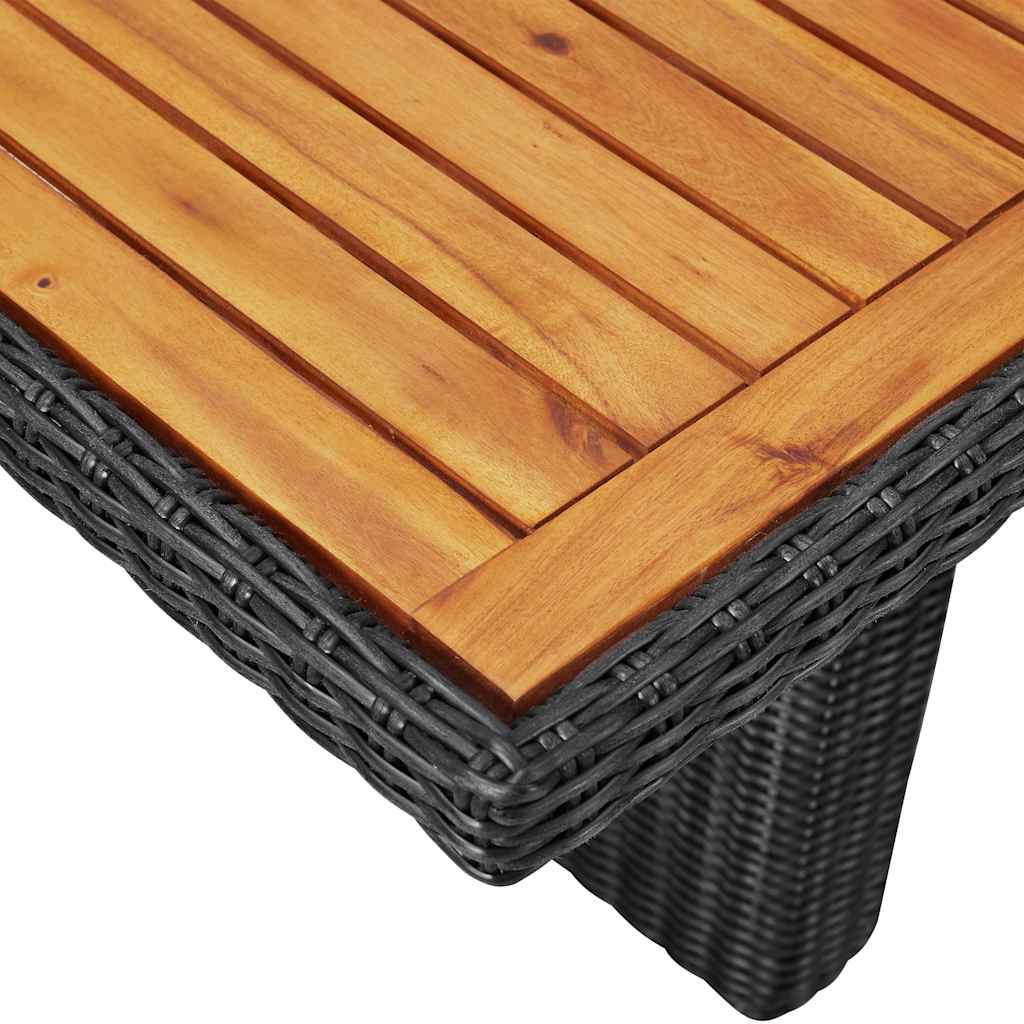 Fekete polyrattan kerti étkezőasztal 200 x 100 x 74 cm 4